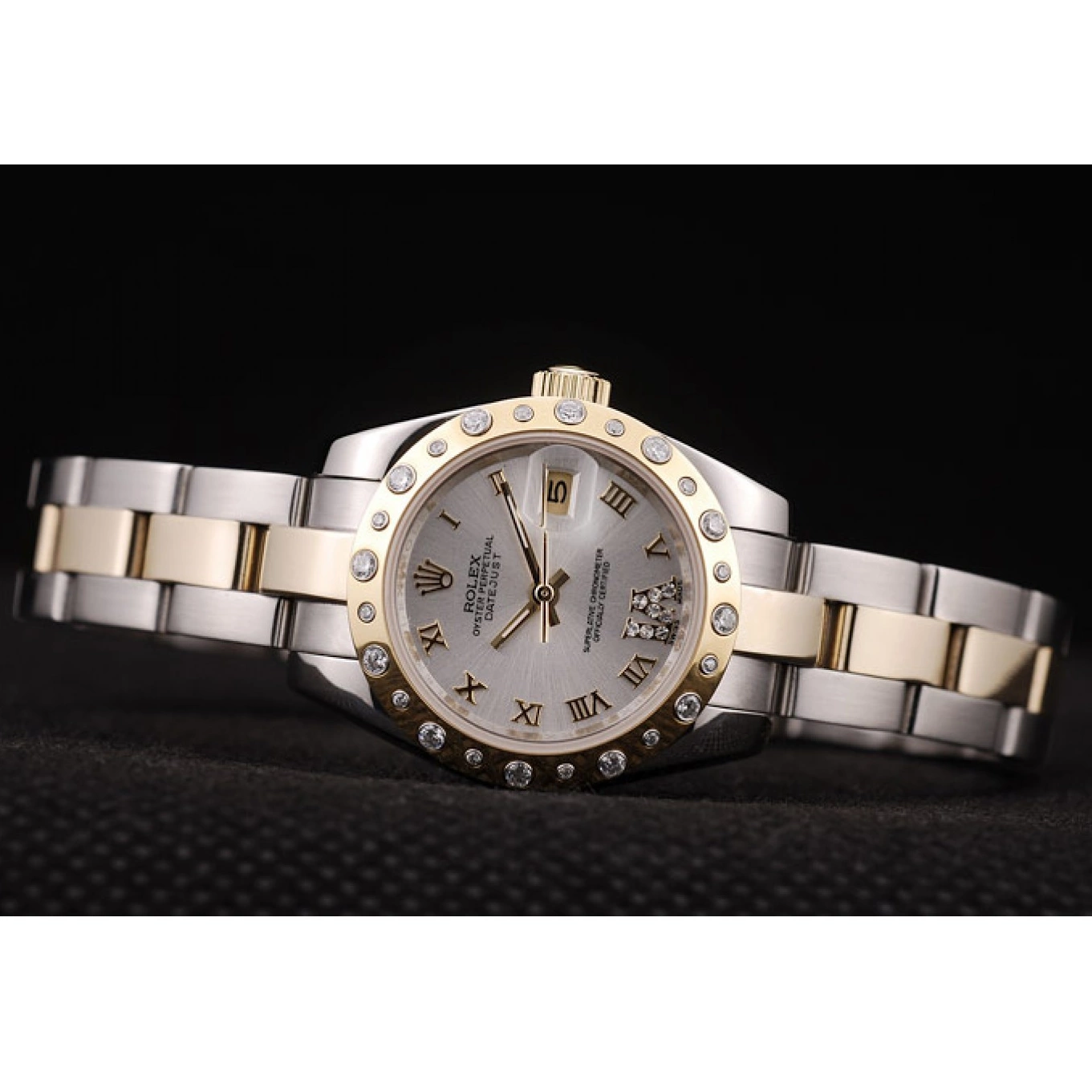 Aaa fake watches Stainless DateJust White Case Brushed Plated Dial Diamond Rolex Steel 0604